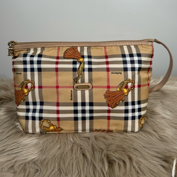 Burberry Handbags - Authentic Vintage Burberrys Nova Check Tassel Print Leather Fabric Clutch/Pouch